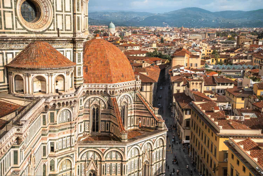 9 Best Day Tours From Florence Italy 4 A scenic view of Florence, Italy, featuring the iconic Duomo with its terracotta dome and surrounding cityscape—perfect starting point for the best day tours from Florence Italy.