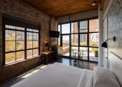 Industrial chic hotel room