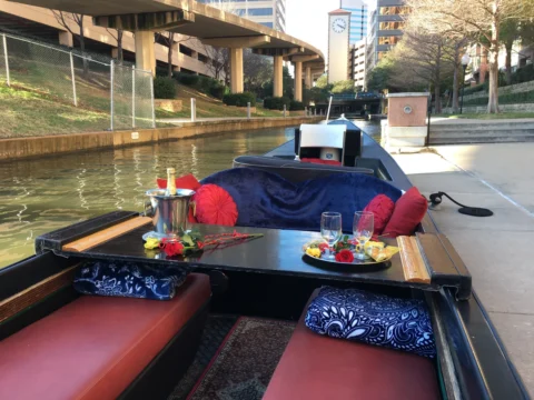 Romantic gondola ride Dallas canal